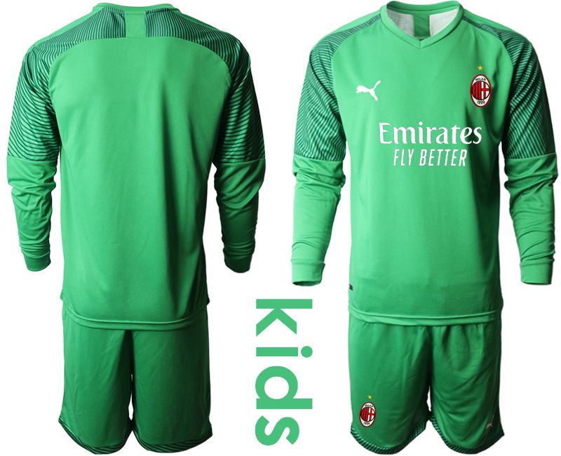 Youth 2020-2021 club AC Milan green goalkeeper long sleeve Soccer Jerseys